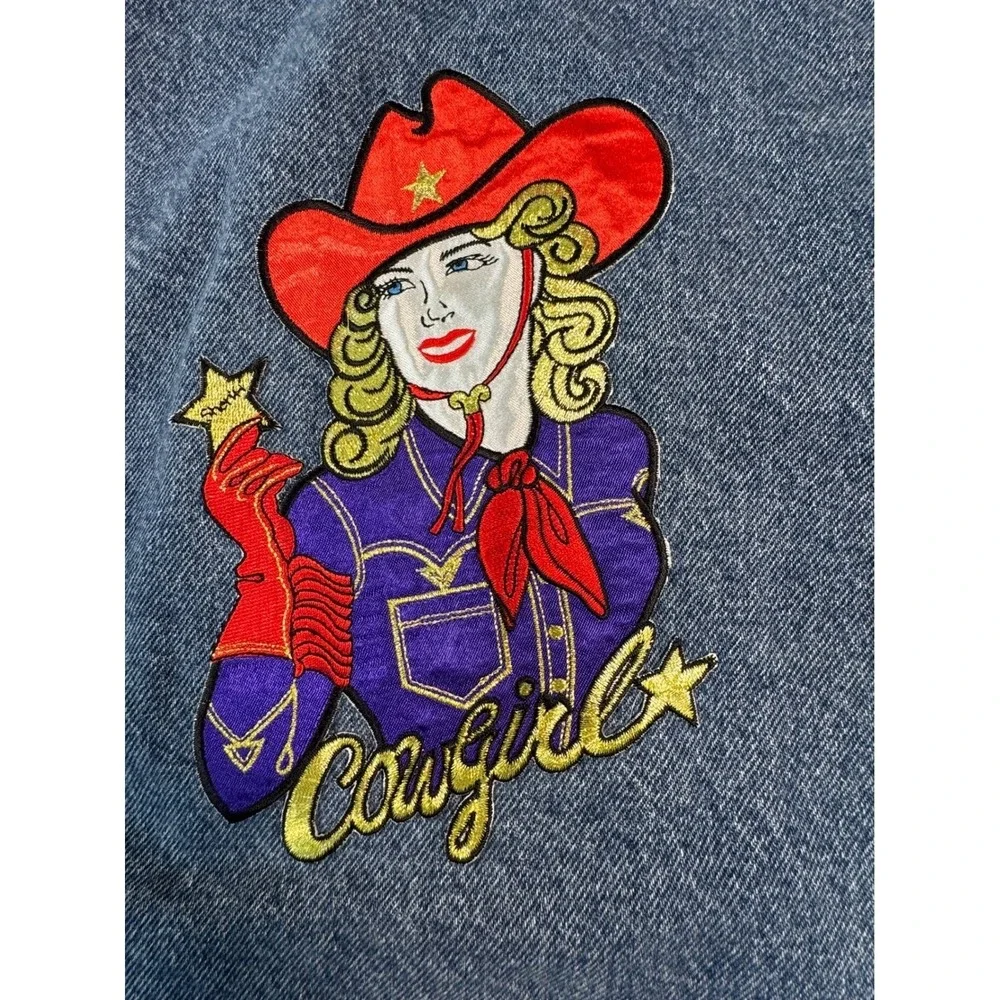 Levi Strauss Signature‎ Denim Women's Jacket large cusCowgirl Patch Western